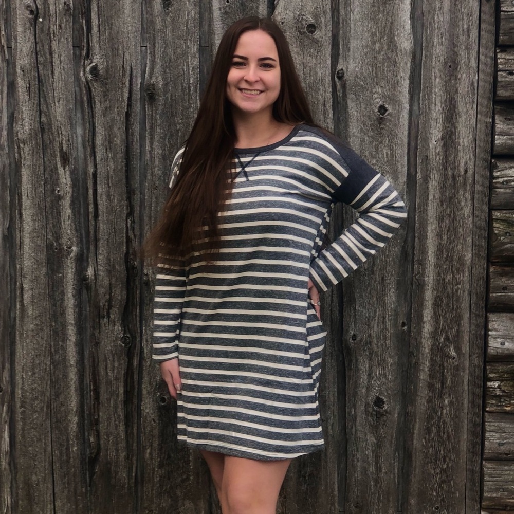 Long Sleeve Black Stripe Dress